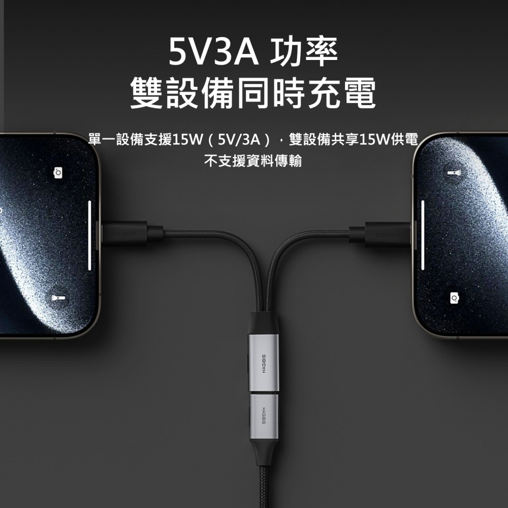 Type-C一分二充電線 雙USB-C母口轉接頭 5.1K下拉電阻 15W 適用iPhone18 車載行車記錄器-細節圖4