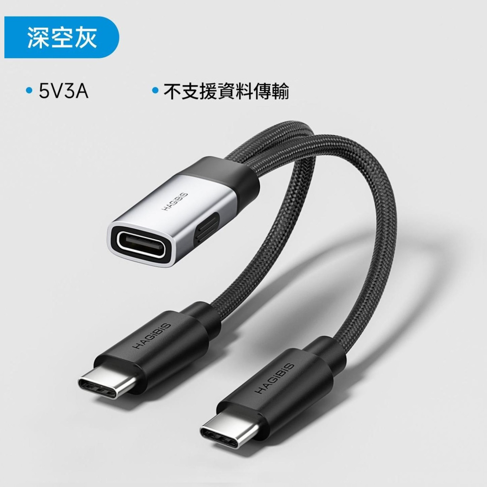 Type-C一分二充電線 雙USB-C母口轉接頭 5.1K下拉電阻 15W 適用iPhone18 車載行車記錄器-細節圖8