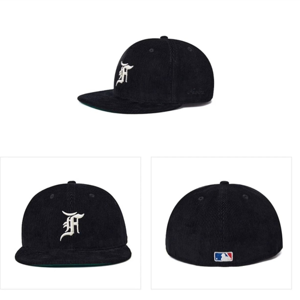 New Era X FEAR OF GOD聯名全封FOG硬頂平簷帽燈芯絨全封潮流棒球帽子平沿帽子男女情侶款帽子