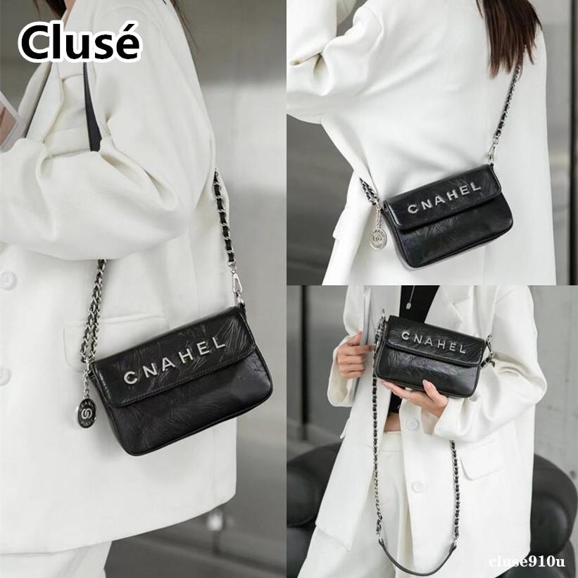 Clusé真皮女包單肩包小香鏈帶包斜背包側背肩背斜跨女生包mini迷你胸前小方包防盜包口紅化妝包手機包翻蓋零錢包鑰匙包包 - cole55