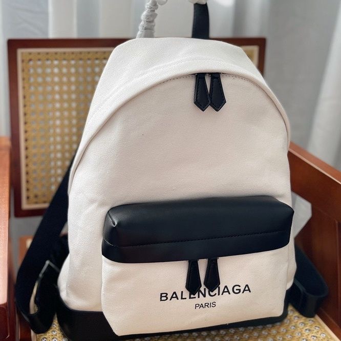 Balenciag背包 巴黎世家雙肩包 男女通用款後背包 帆布包包 男生雙肩包 大容量電腦包 學生書包 多隔層筆電背包-細節圖2