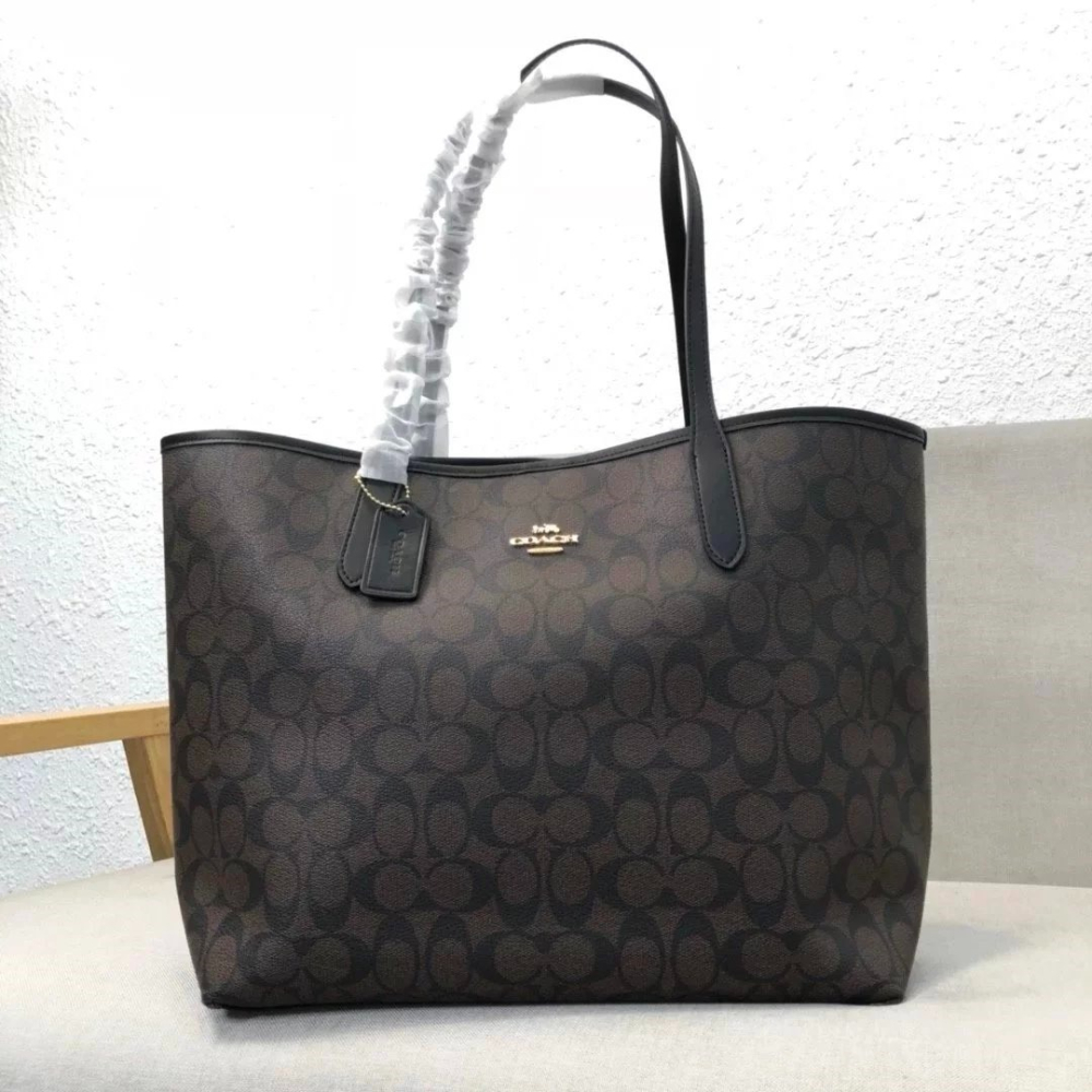 COACH蔻馳包包 大容量托特包 時尚通勤女包 休閒包 媽咪包 C5696 City Tote 經典印花購物袋 大方包-細節圖6