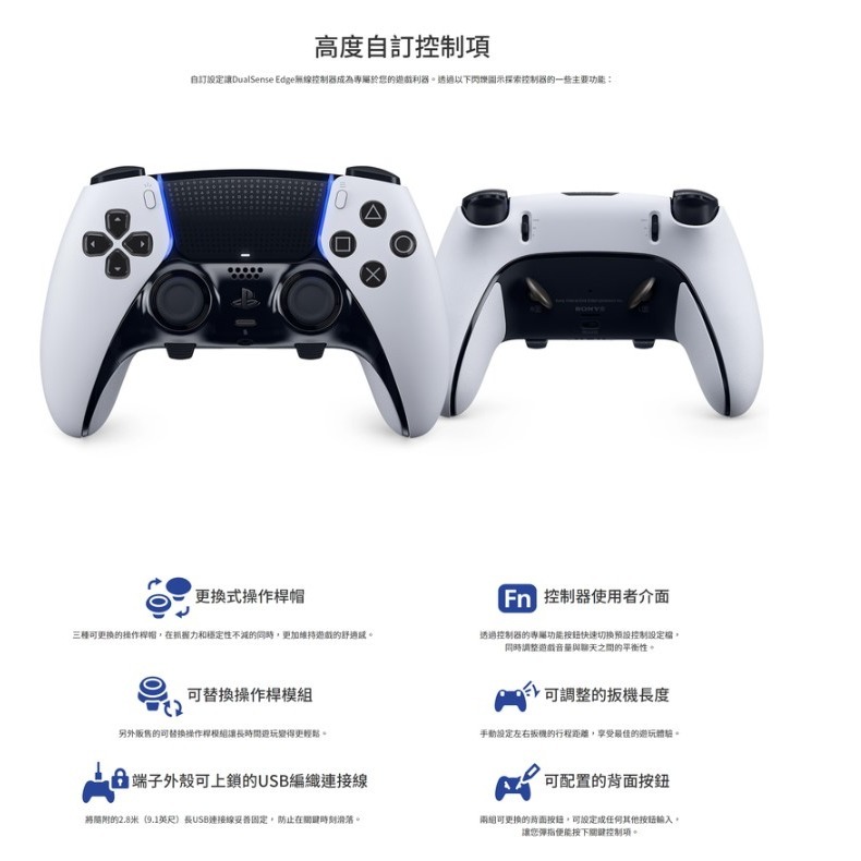 【梓萌電玩】現貨 PS5 DualSense Edge 無線控制器 菁英手把 台灣公司貨 -白色-細節圖2