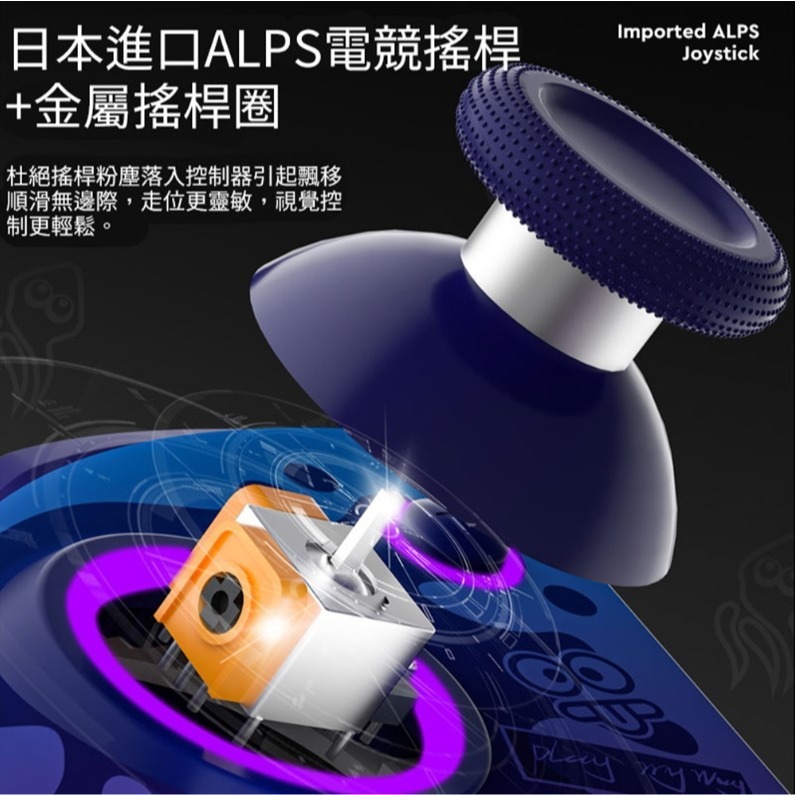 良值 NS Joy-Con 菁英無線控制器 三代 巨集連發無線可調節震動手把 漆彈主題 塗鴉紫黃 L767-細節圖6