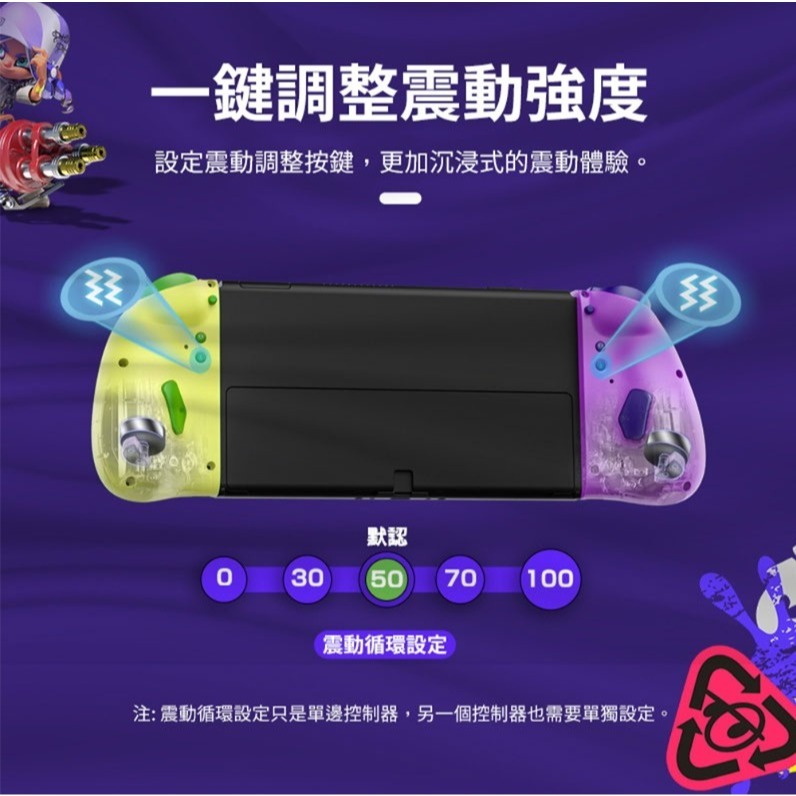 良值 NS Joy-Con 菁英無線控制器 三代 巨集連發無線可調節震動手把 漆彈主題 塗鴉紫黃 L767-細節圖8