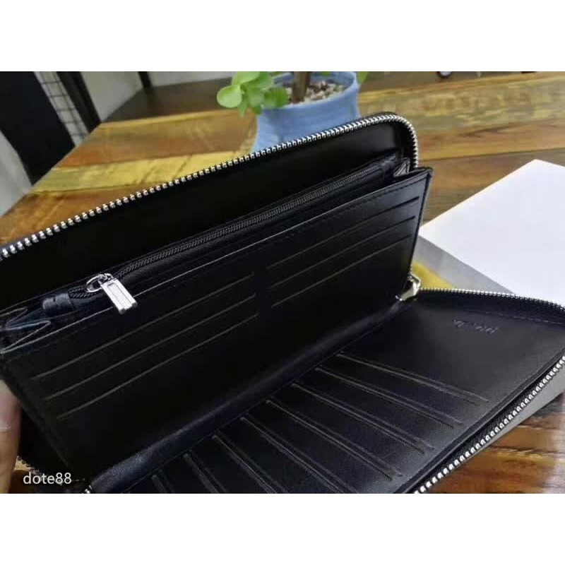 普拉達Prada新款頭層皮拼接式男士手包拉鍊設計輕鬆放入手機時尚實用-細節圖8