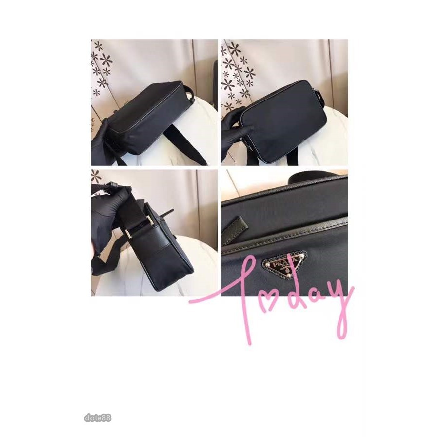 普拉達Prada三角標男士進口降落傘面料搭配原版牛皮 輕便舒適 時尚百搭大容量單肩包-細節圖7