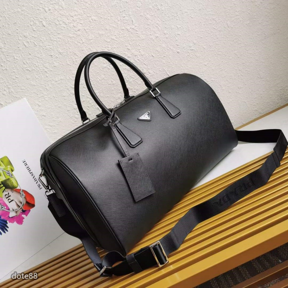 Prada普拉達三角標採用Saffiano皮革製作配有環繞式拉鍊和尼龍肩帶彰顯嚴謹的設計理念手提包旅游出行必備手提包-細節圖2