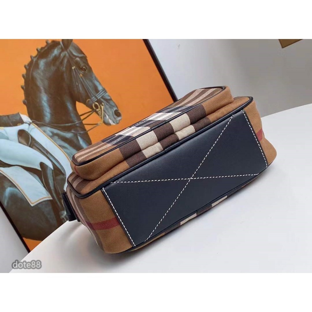 Burberry巴寶莉帆布格紋相機包男女都合適，肩帶可以調節的手感柔糯非常舒適超級耐用耐髒容量大包-細節圖4