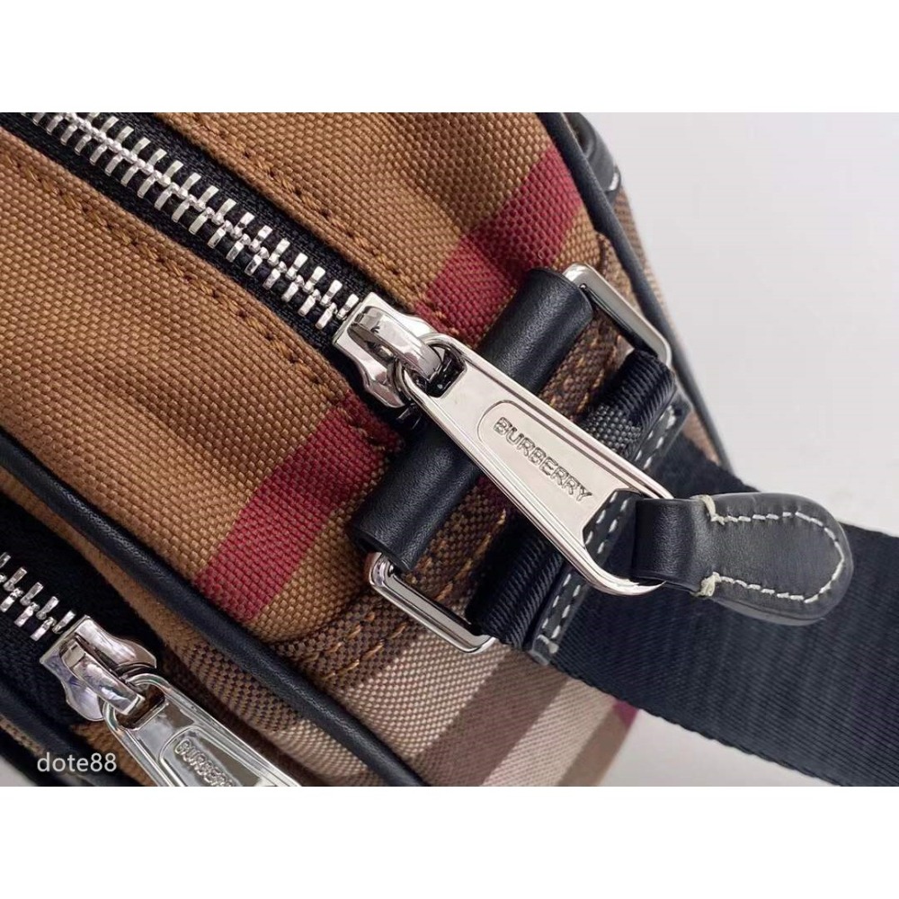 Burberry巴寶莉帆布格紋相機包男女都合適，肩帶可以調節的手感柔糯非常舒適超級耐用耐髒容量大包-細節圖5