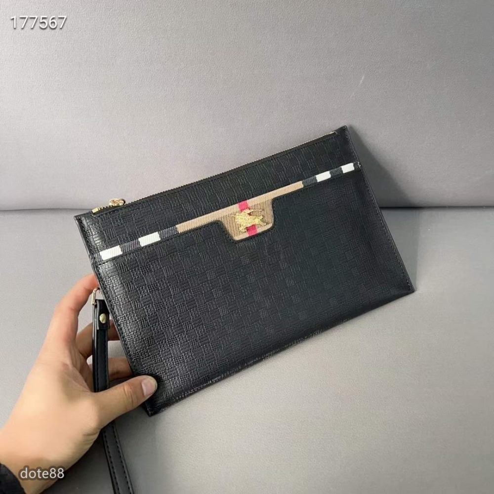 Burberry 巴寶莉男士摔紋牛皮手拿包夾包信封包 採用精湛鑲嵌細工經典百搭實物拍攝高品質生日節日禮物父親節禮物-細節圖2
