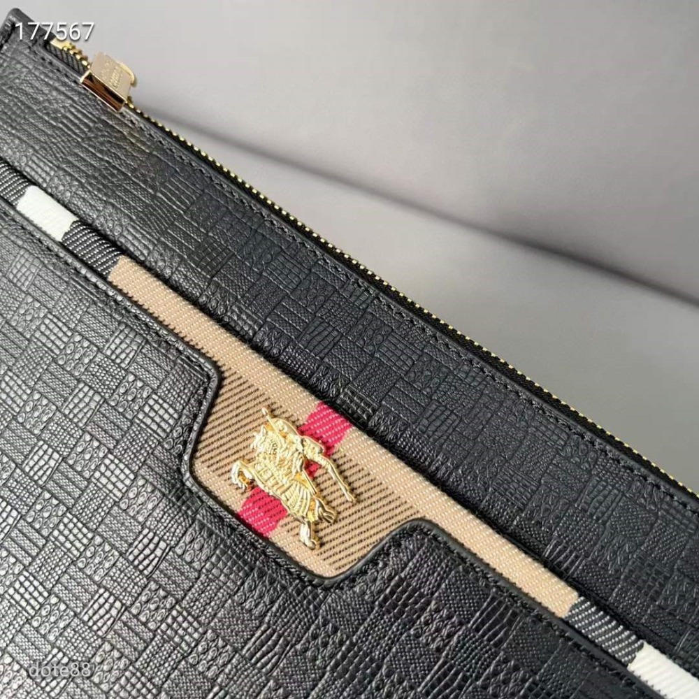 Burberry 巴寶莉男士摔紋牛皮手拿包夾包信封包 採用精湛鑲嵌細工經典百搭實物拍攝高品質生日節日禮物父親節禮物-細節圖6