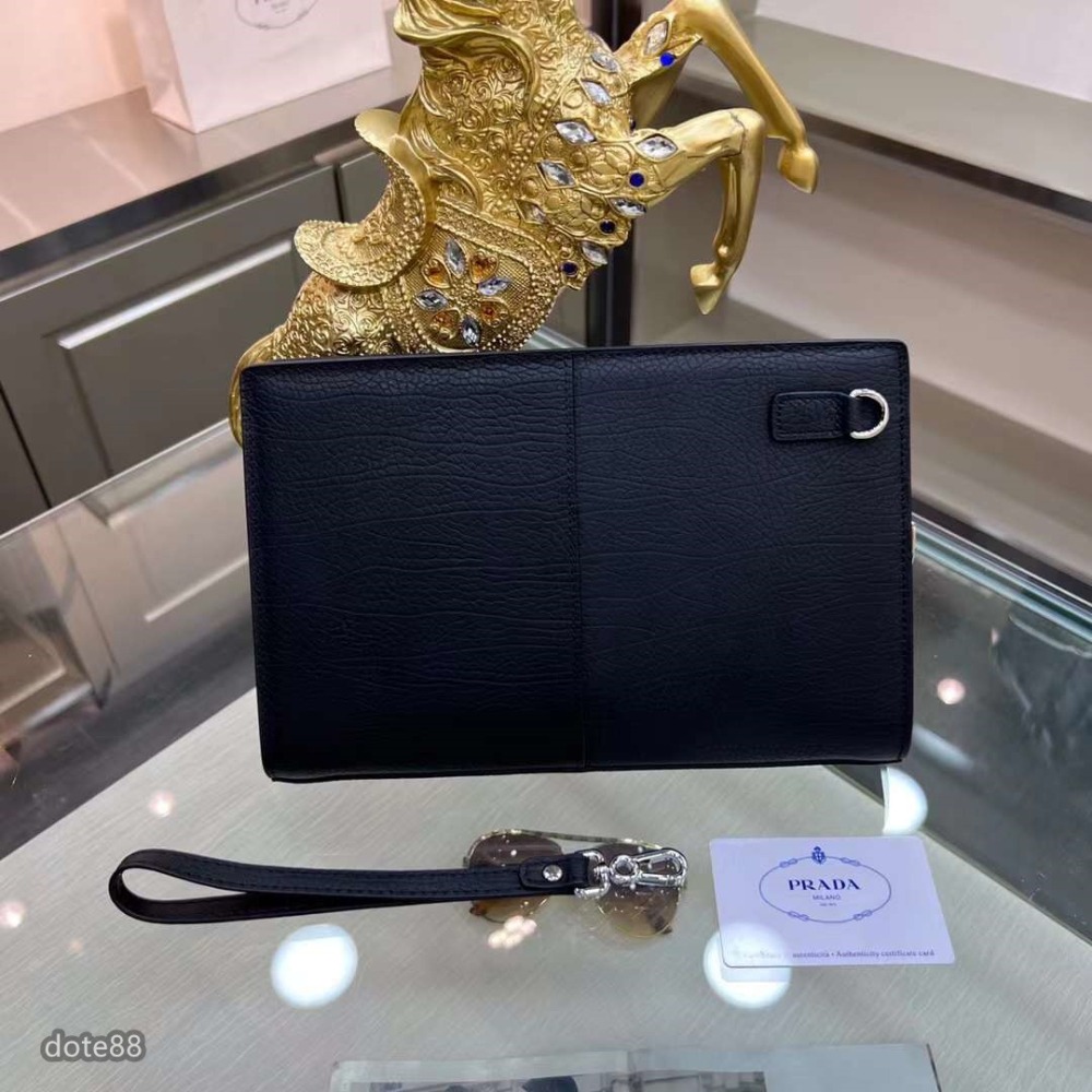 Prada普拉達採用進口頭層定型牛皮手拿包.錢包.金屬配件.休閒 運動 逛街 宴會  晚宴  交換禮物生日禮物-細節圖2