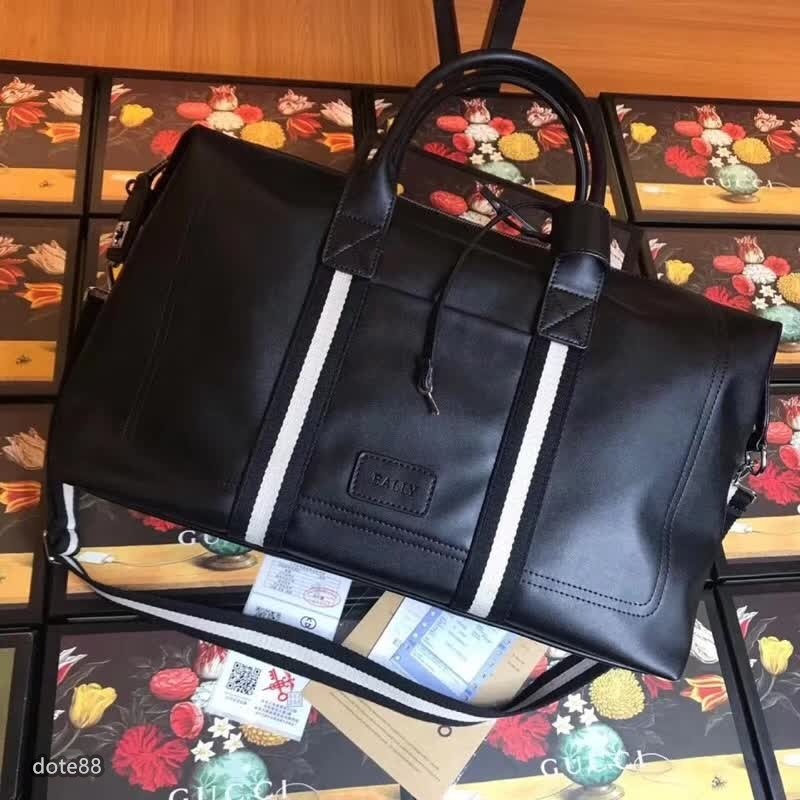 BALLY巴厘新款式男士旅行袋手提包進口二層皮定制專用五金拉鍊拉合順滑休閒 運動健身包百搭 簡約 時尚潮流行  奢華-細節圖3