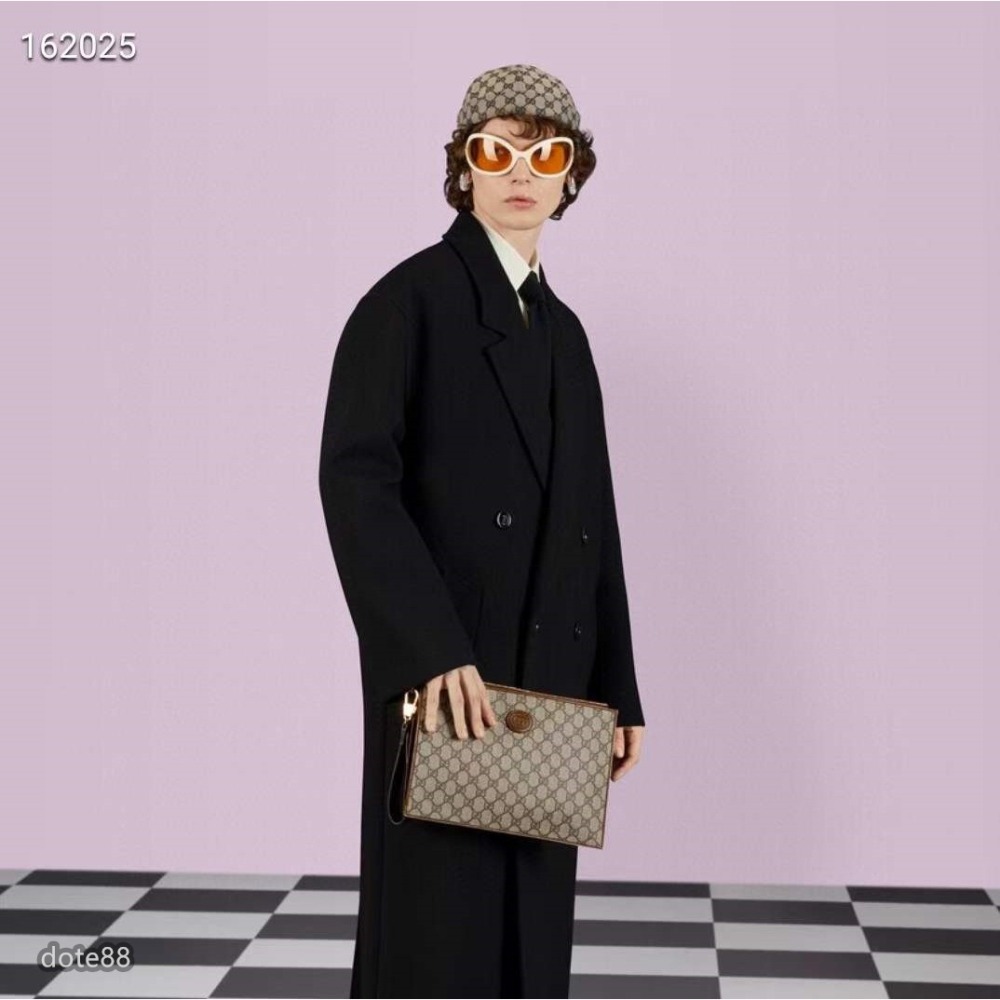 GUCCI古馳互扣式雙G手拿包內裡耐磨休閒 運動 逛街 宴會  晚宴  交換禮物  父親節禮物出門必備  百搭 簡約-細節圖2