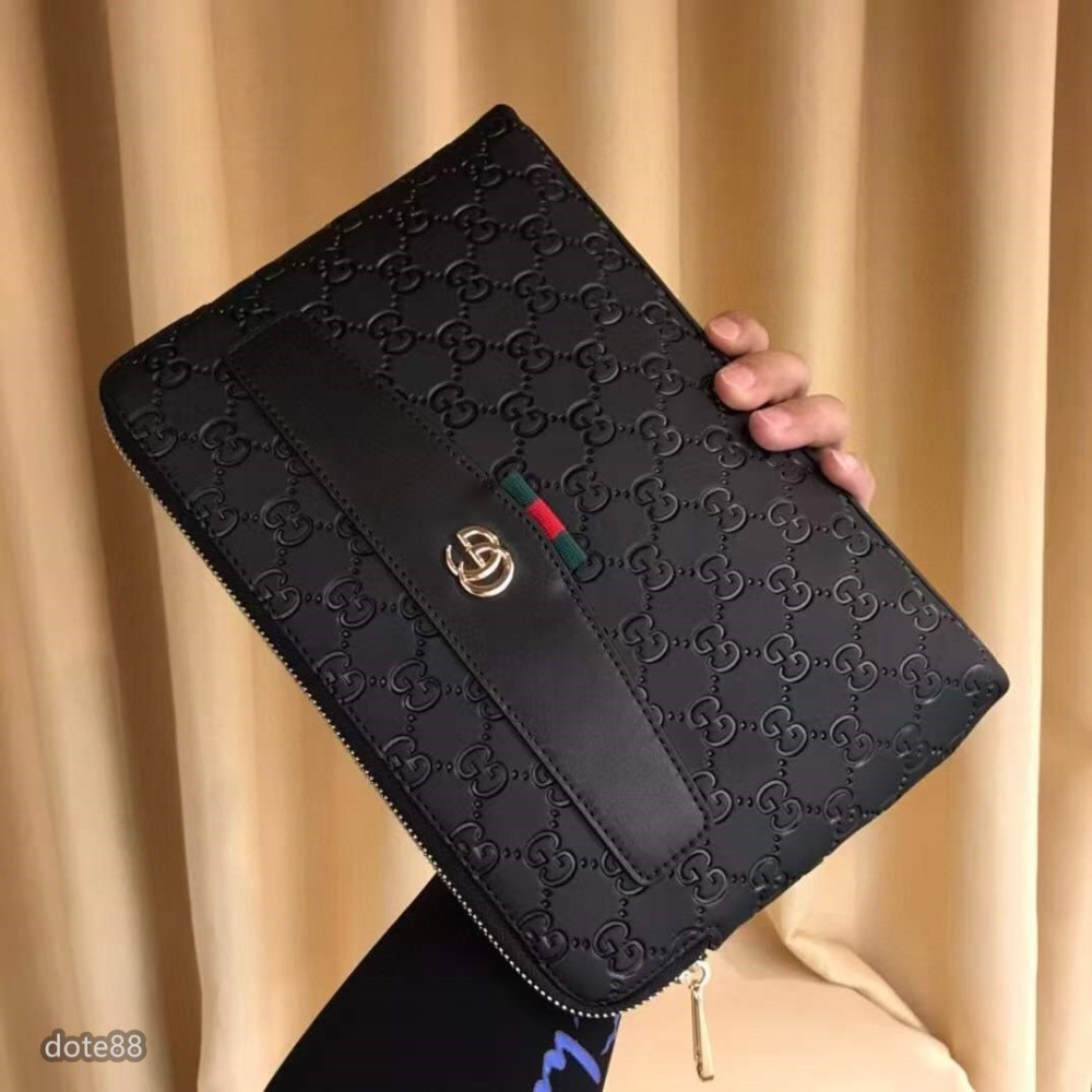 GUCCI古馳高端大氣義大利進口頂級牛皮完美版型男士必備手拿包休閒  逛街 宴會  晚宴  交換禮物  父親節禮物-細節圖2