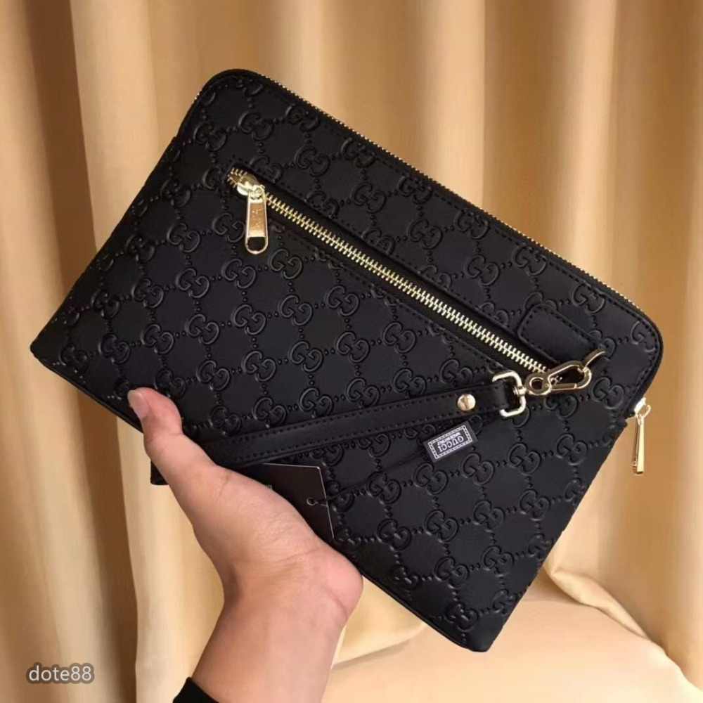 GUCCI古馳高端大氣義大利進口頂級牛皮完美版型男士必備手拿包休閒  逛街 宴會  晚宴  交換禮物  父親節禮物-細節圖3