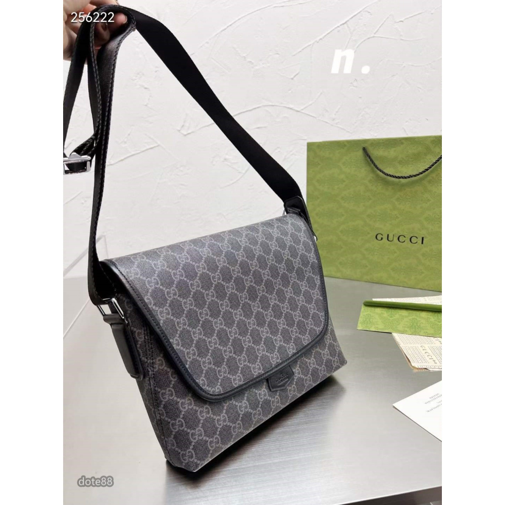 GUCCI古馳高端大氣新款斜挎男包公事包多功能大容量時尚潮流休閒男包進口pvc配頭層牛皮簡單休閒單肩包生日禮物百搭-細節圖2