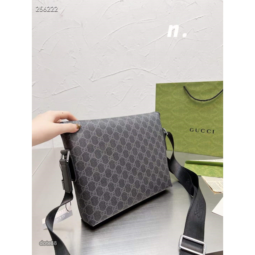 GUCCI古馳高端大氣新款斜挎男包公事包多功能大容量時尚潮流休閒男包進口pvc配頭層牛皮簡單休閒單肩包生日禮物百搭-細節圖8