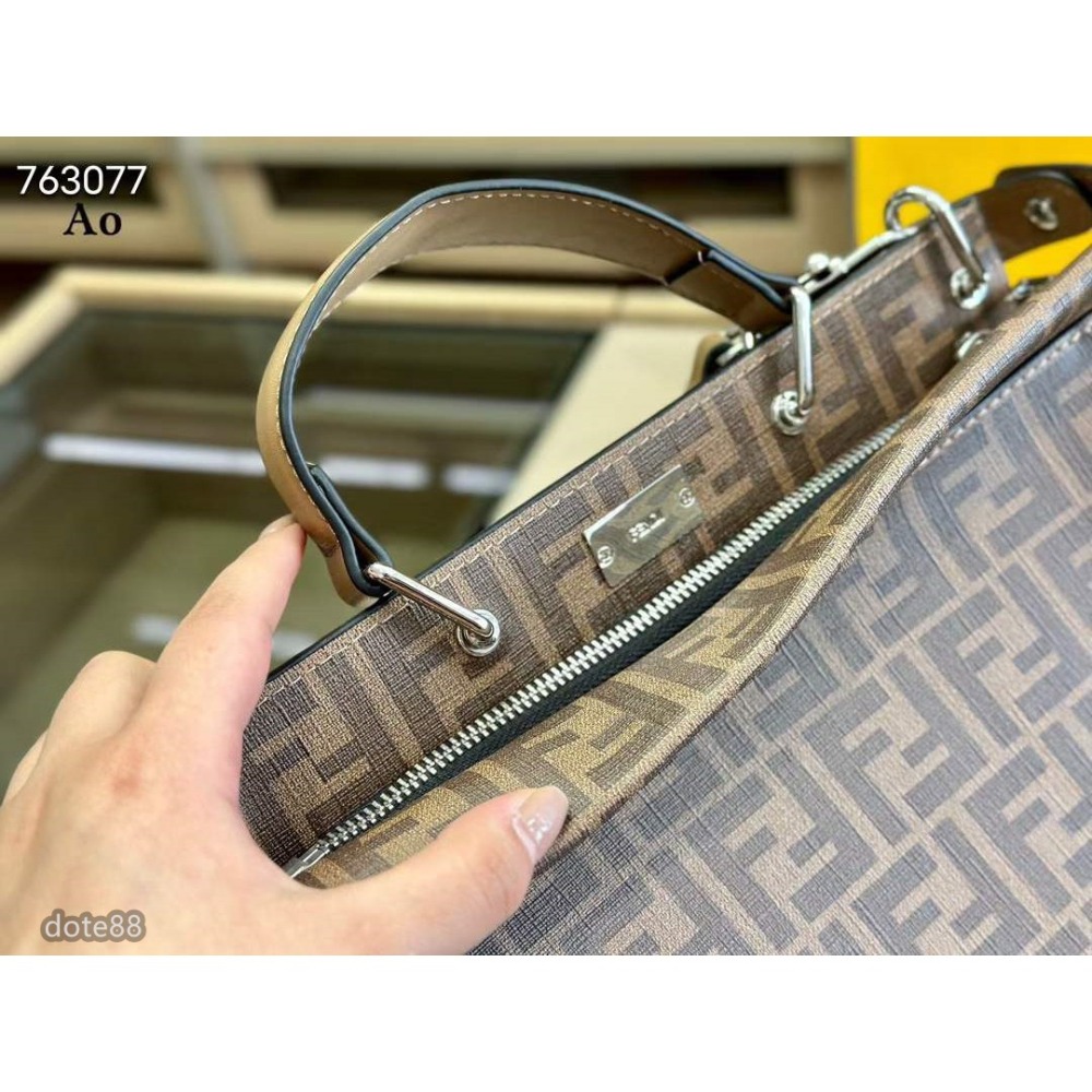 芬迪Fendi軟皮系列一側拉鍊/一側掛鉤時尚百搭大容量手提包休閒  逛街 宴會  晚宴父親節  情人節  生日禮物百搭-細節圖6