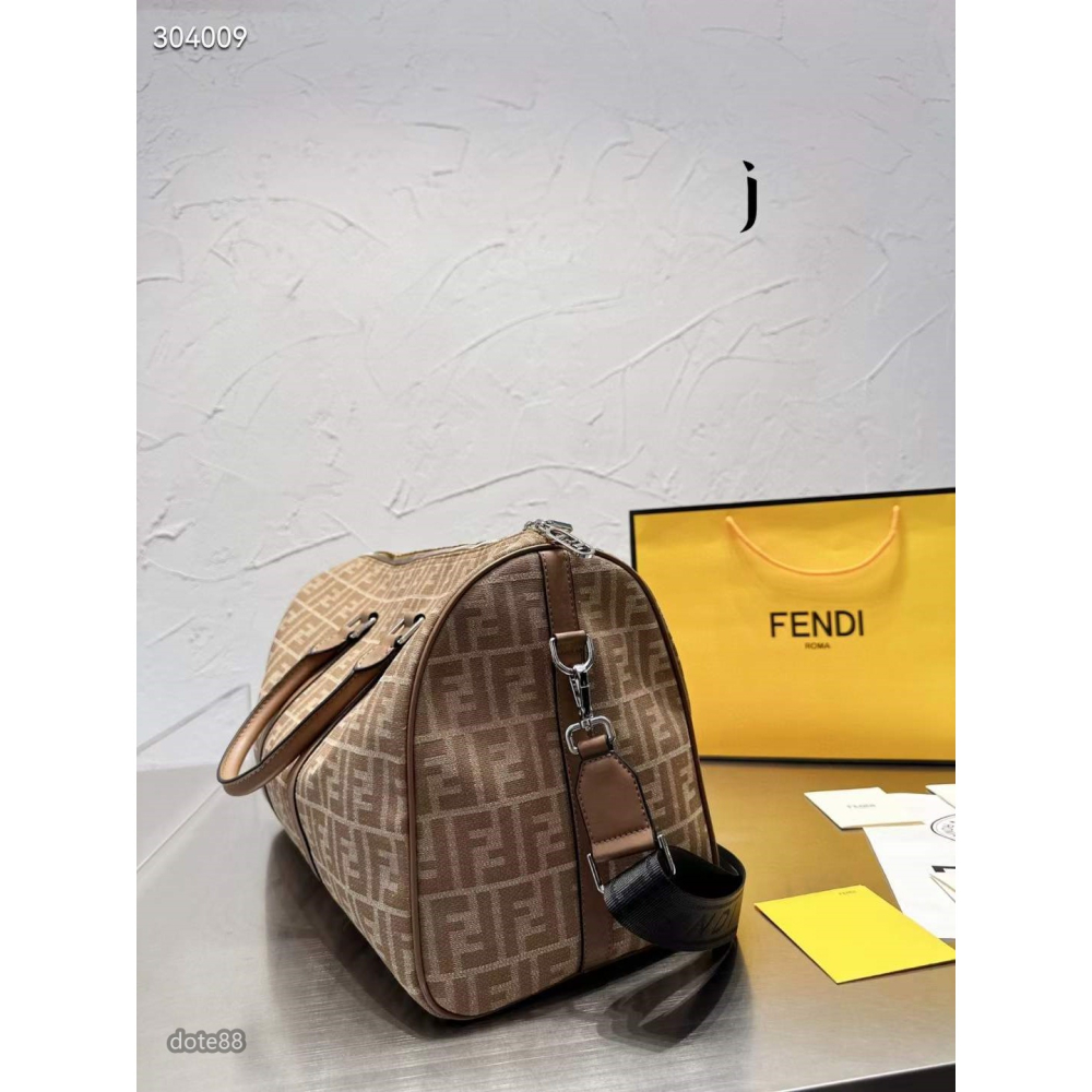 芬迪Fendi旅行包手提袋老印花百搭大容量男女通用款時尚性價比超高禮物簡約耐磨衣服/鞋子超能裝 出門必備 奢華  素色-細節圖3
