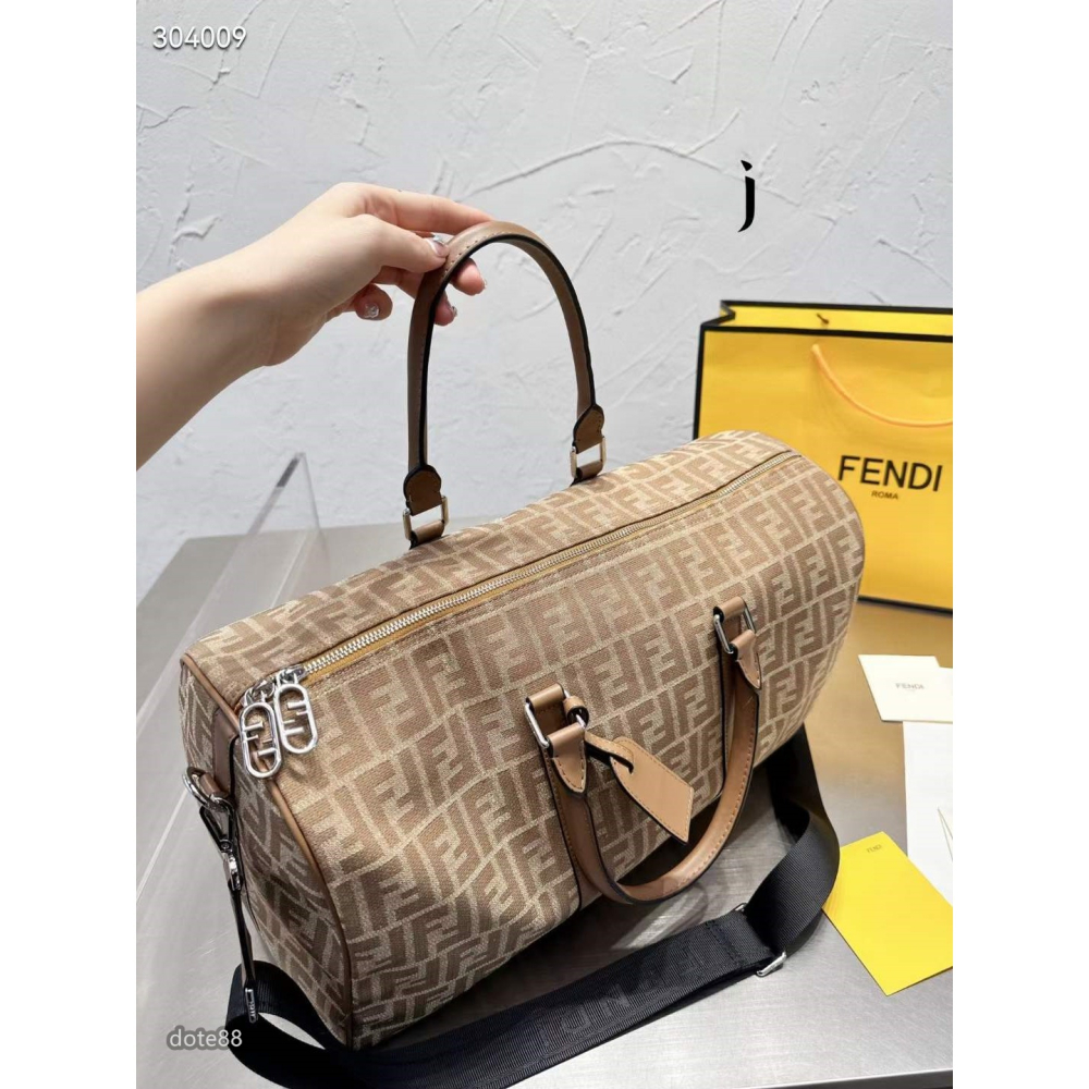 芬迪Fendi旅行包手提袋老印花百搭大容量男女通用款時尚性價比超高禮物簡約耐磨衣服/鞋子超能裝 出門必備 奢華  素色-細節圖8