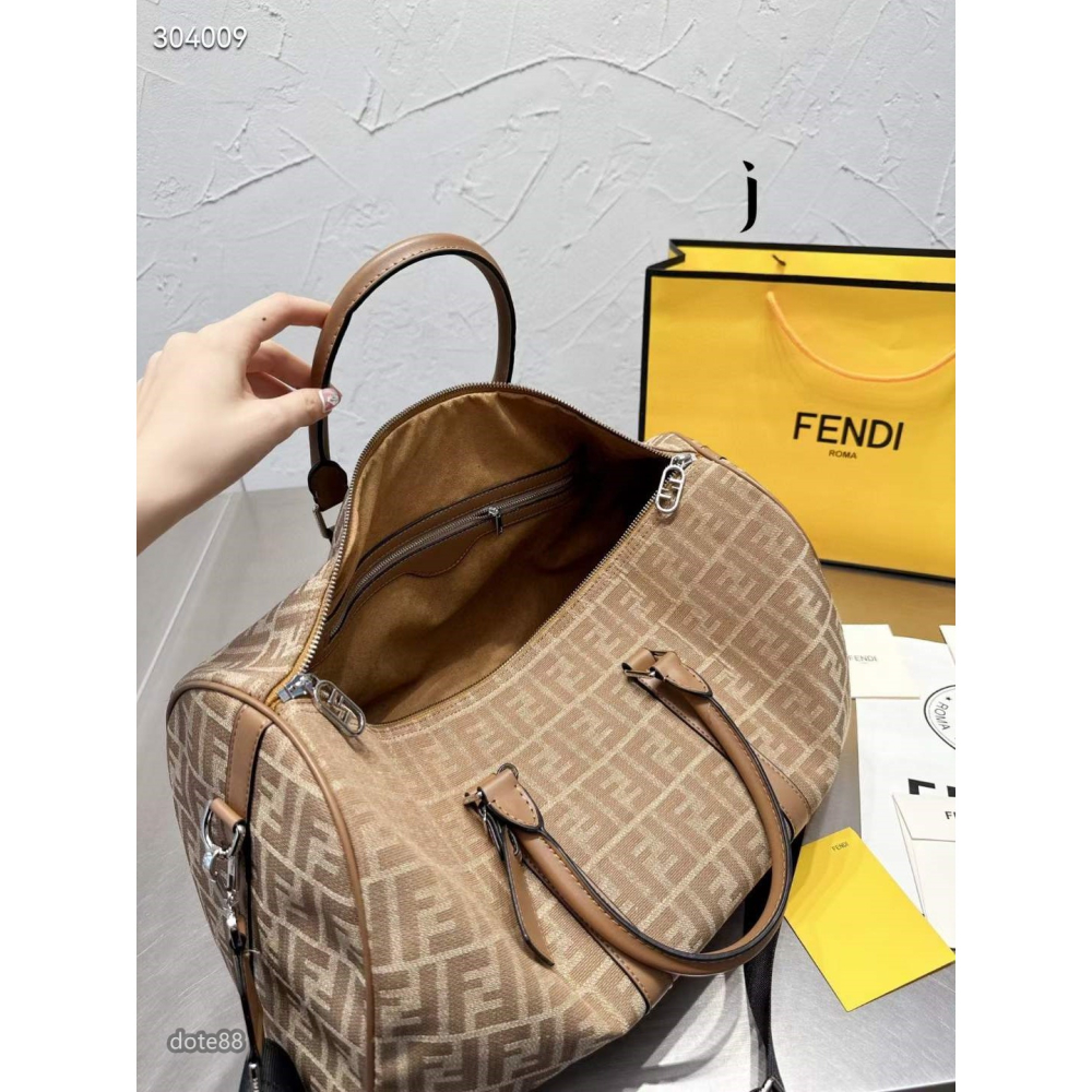 芬迪Fendi旅行包手提袋老印花百搭大容量男女通用款時尚性價比超高禮物簡約耐磨衣服/鞋子超能裝 出門必備 奢華  素色-細節圖9