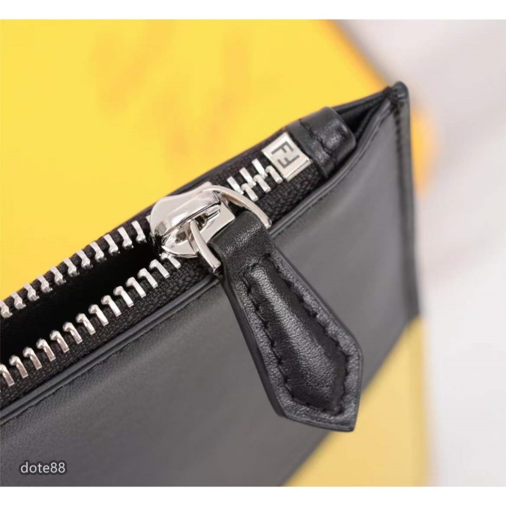 芬迪Fendi手拿包黑黃搭配立體眼睛百搭大容量男款時尚性價比超高簡約耐磨送男友節日生禮物出門必備時尚潮流-細節圖7