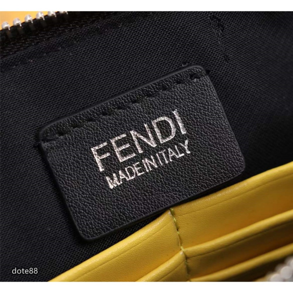 芬迪Fendi手拿包黑黃搭配立體眼睛百搭大容量男款時尚性價比超高簡約耐磨送男友節日生禮物出門必備時尚潮流-細節圖9