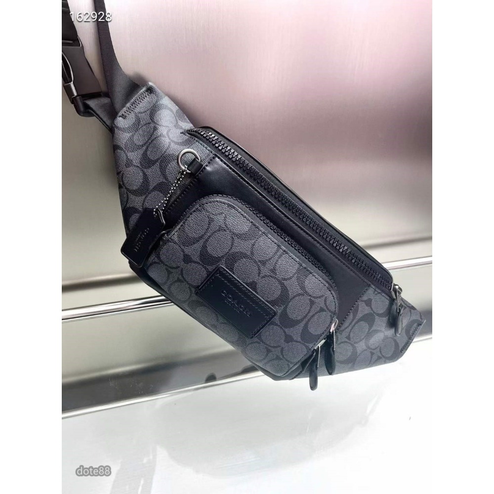 coach蔻馳男士胸包腰包斜挎包大容量皮革材質輕便出行出門必備百搭有型簡約時尚潮流休閒逛街生日禮物-細節圖6