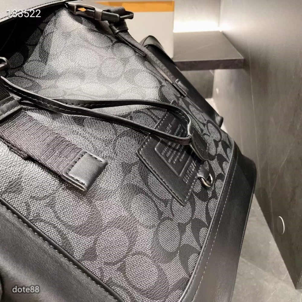 coach蔻馳男士老花帆布配皮雙肩包背包書包筆電包大容量順滑拉鍊輕便出行出門必備百搭有型簡約時尚潮流行休閒逛街生日禮物-細節圖3