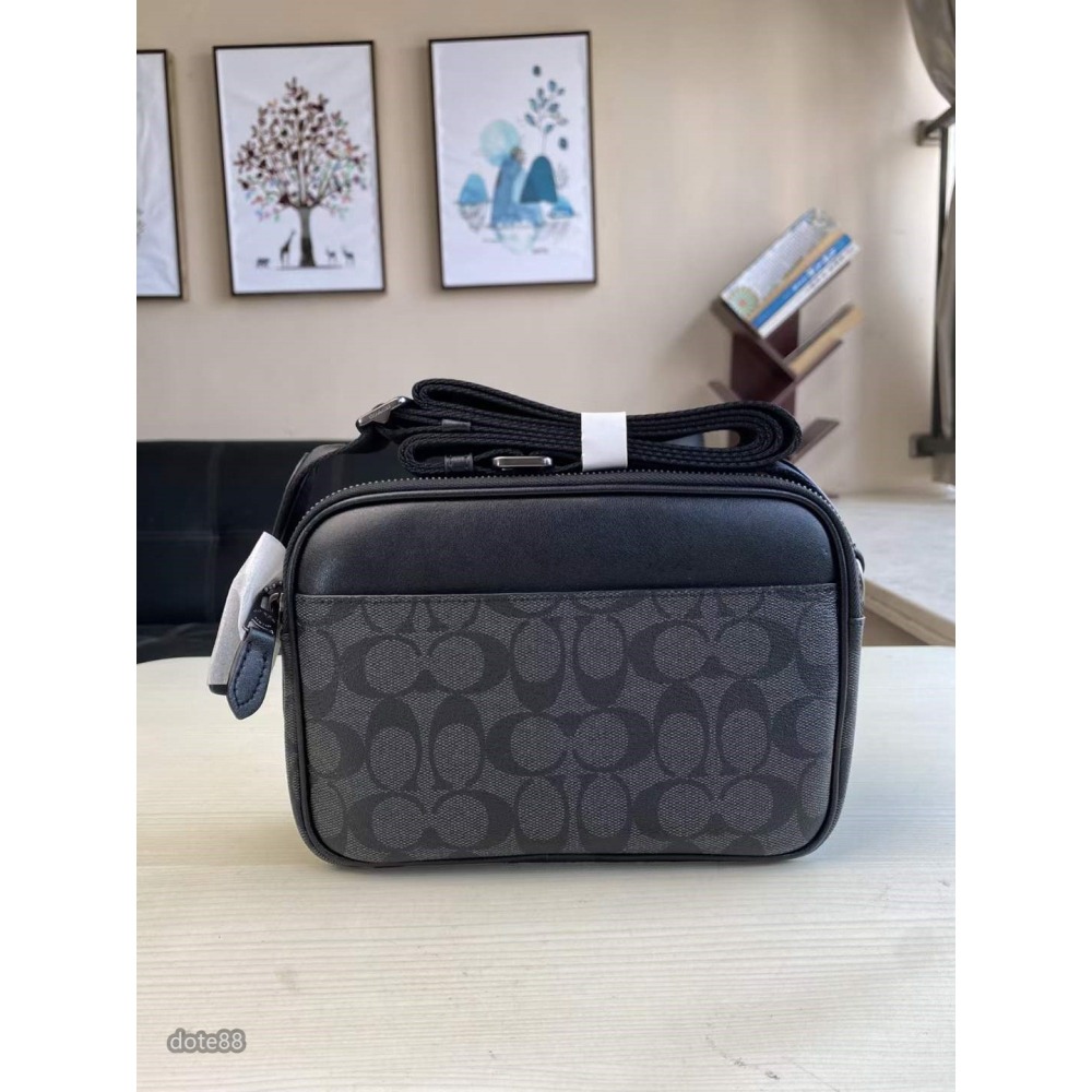 coach蔻馳男士單肩背斜挎包大容量輕便實用出門必備雙拉鍊雙隔層百搭有型簡約時尚潮流行休閒逛街生日節日情人節禮物-細節圖3