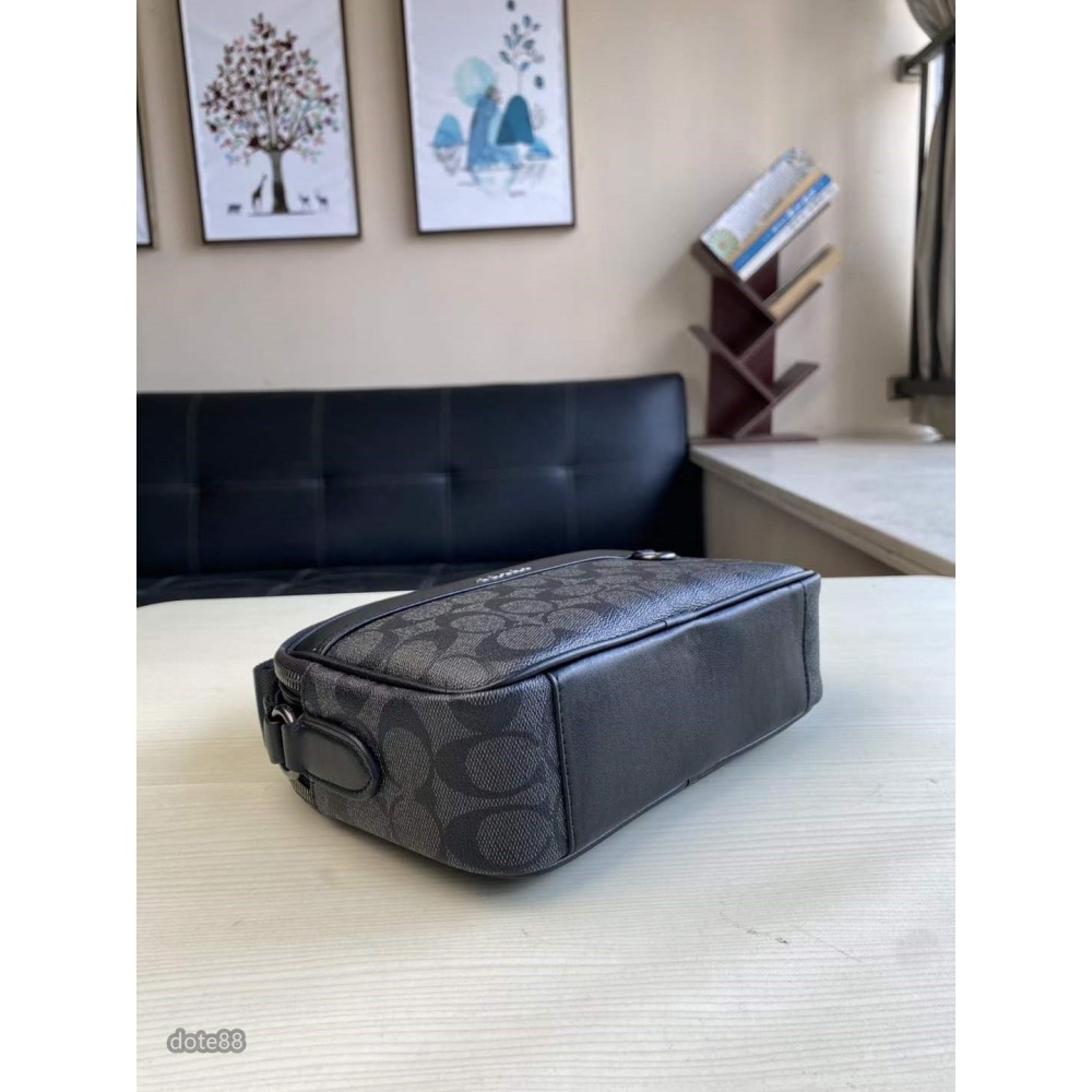 coach蔻馳男士單肩背斜挎包大容量輕便實用出門必備雙拉鍊雙隔層百搭有型簡約時尚潮流行休閒逛街生日節日情人節禮物-細節圖4