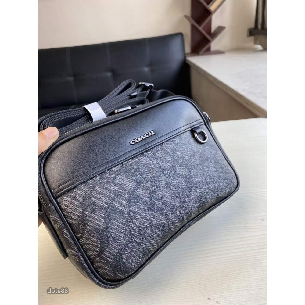 coach蔻馳男士單肩背斜挎包大容量輕便實用出門必備雙拉鍊雙隔層百搭有型簡約時尚潮流行休閒逛街生日節日情人節禮物-細節圖5