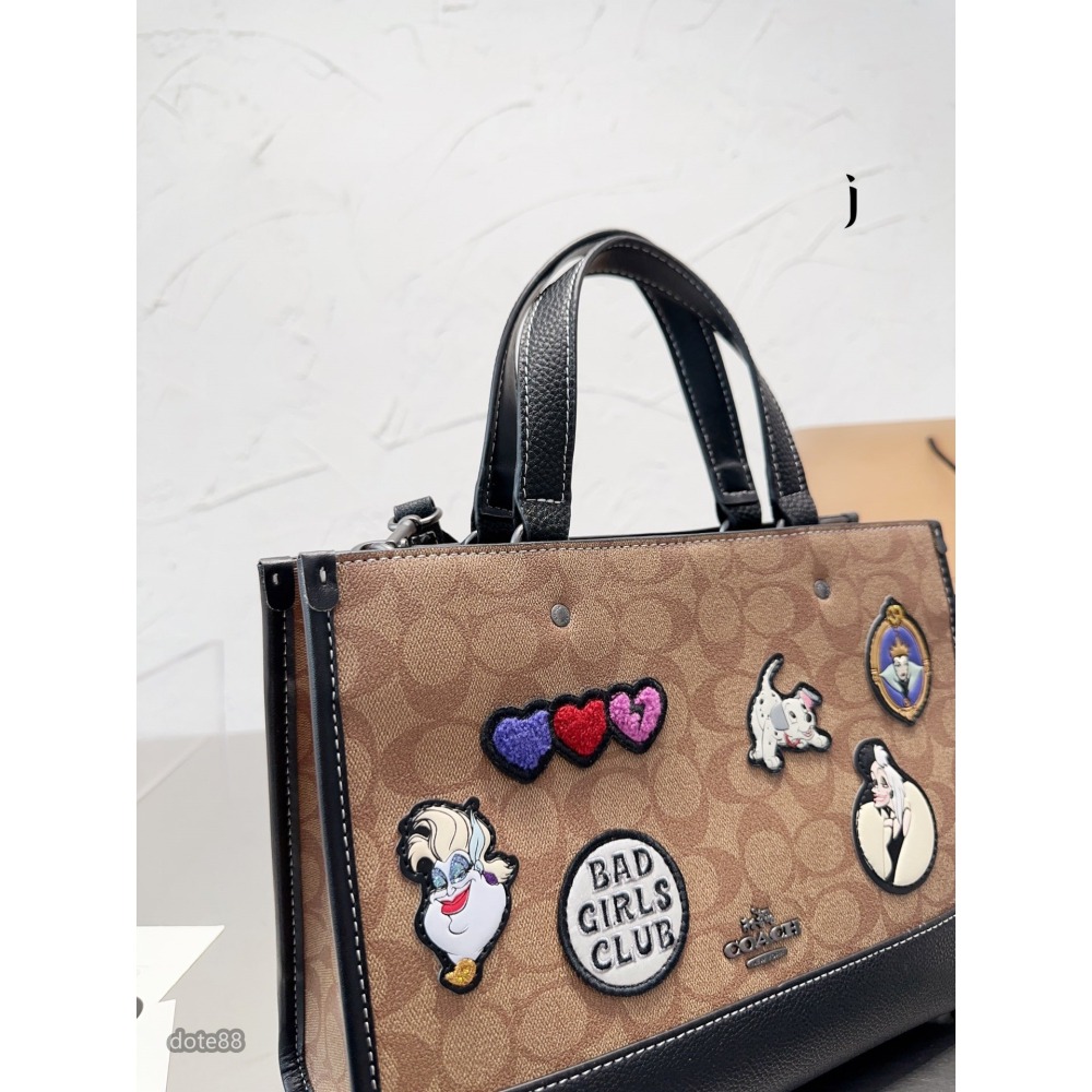 【coach】蔻馳新款托特包手提包購物袋容量超級大耐磨耐髒有隔層男女通用可手拎可斜挎輕質而空間寬敞多功能簡便出門必備-細節圖2