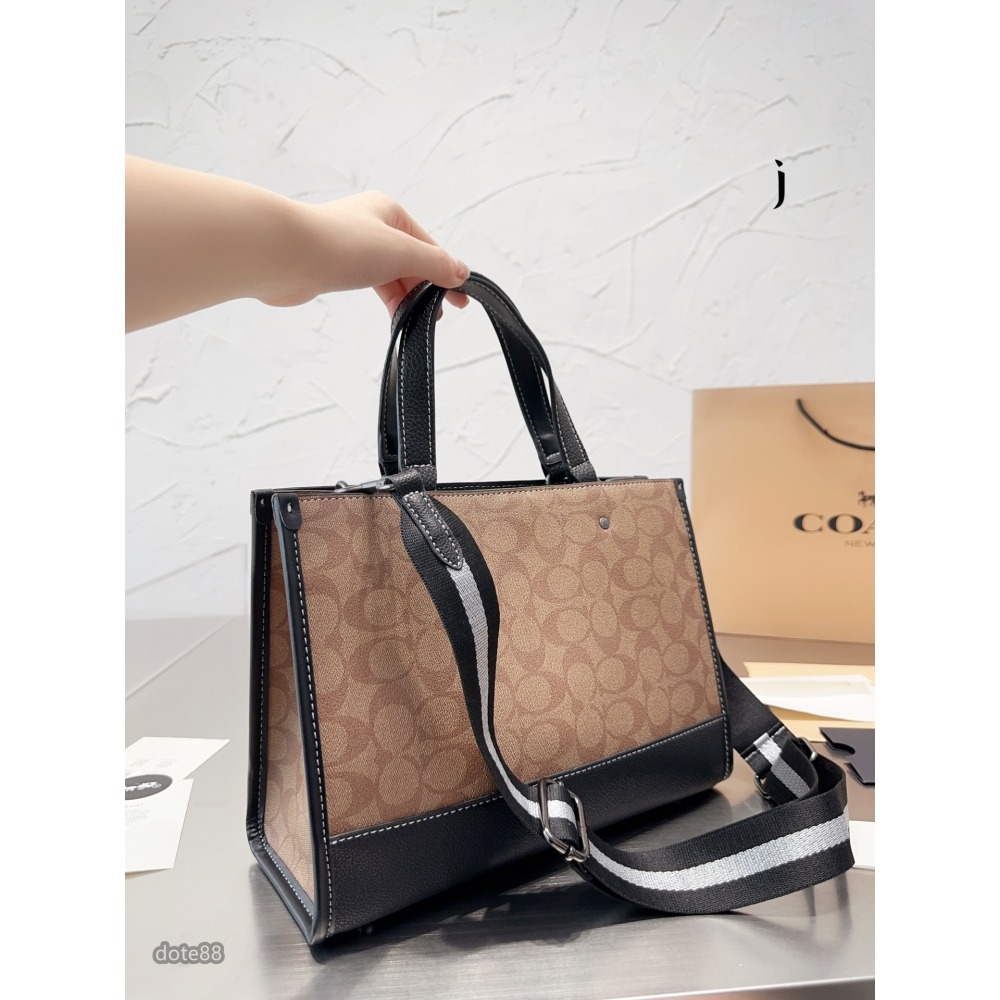 【coach】蔻馳新款托特包手提包購物袋容量超級大耐磨耐髒有隔層男女通用可手拎可斜挎輕質而空間寬敞多功能簡便出門必備-細節圖3