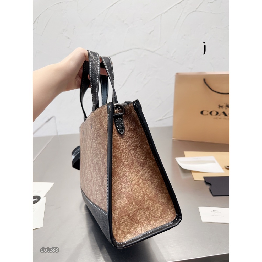 【coach】蔻馳新款托特包手提包購物袋容量超級大耐磨耐髒有隔層男女通用可手拎可斜挎輕質而空間寬敞多功能簡便出門必備-細節圖4