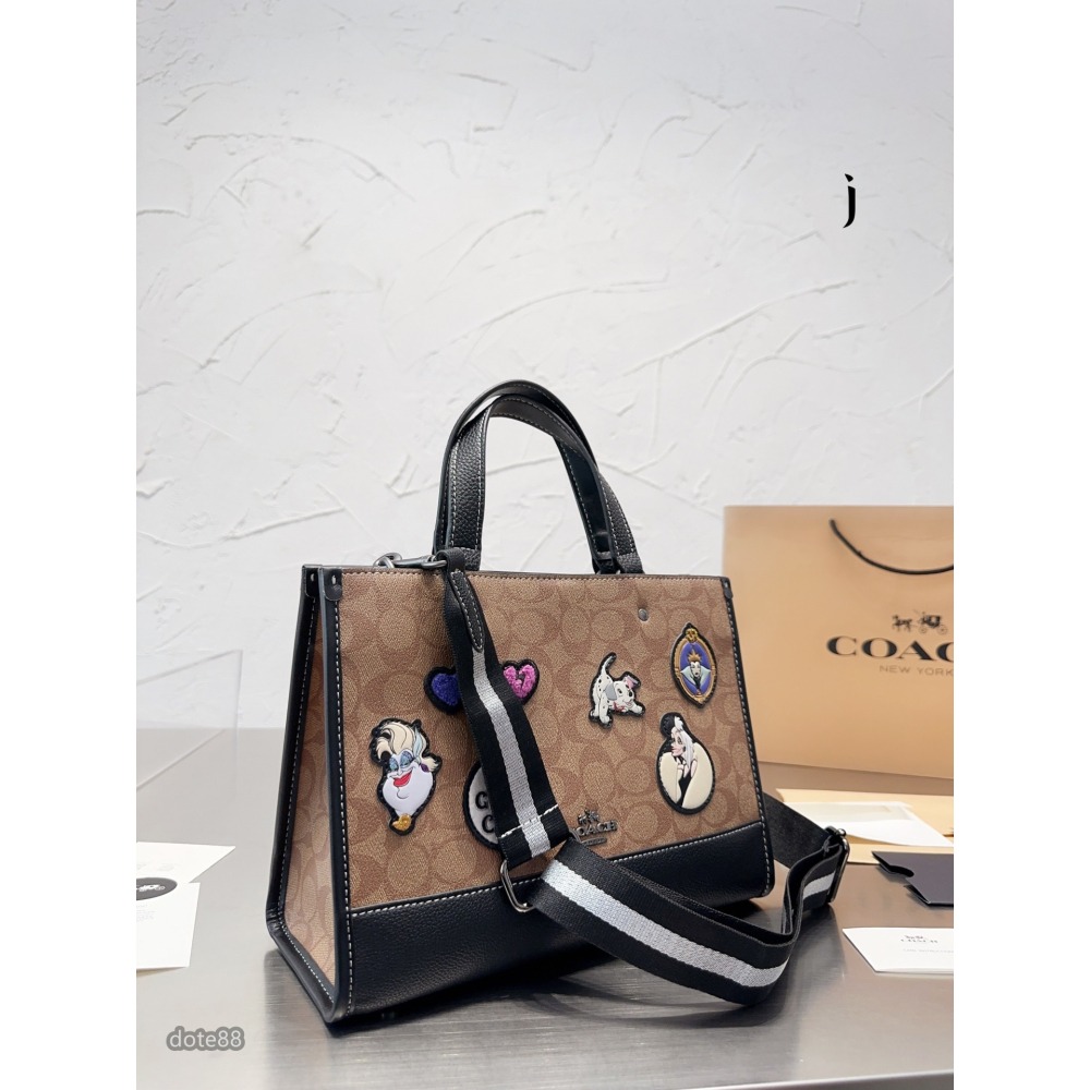 【coach】蔻馳新款托特包手提包購物袋容量超級大耐磨耐髒有隔層男女通用可手拎可斜挎輕質而空間寬敞多功能簡便出門必備-細節圖8