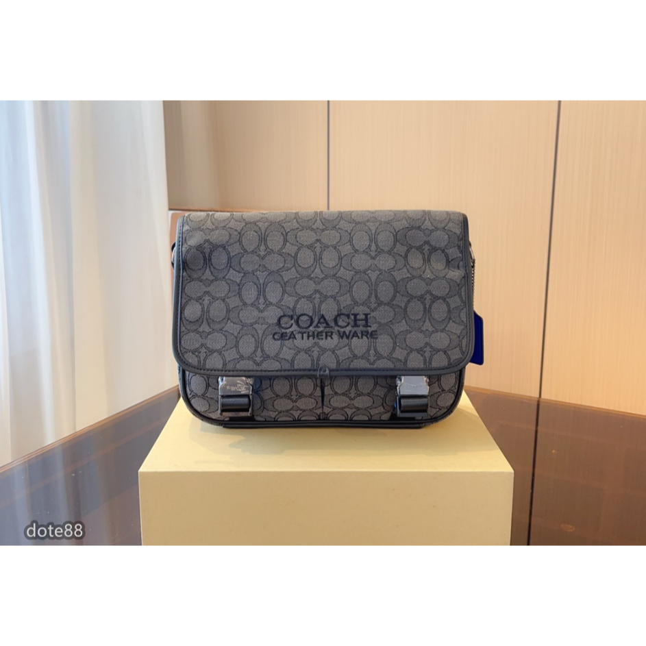 【coach】蔻馳男士郵差包單肩包手機包斜挎包Track牛皮翻蓋卡扣配色青春大容量實用生日禮物出門必備百搭有型簡約時尚-細節圖2