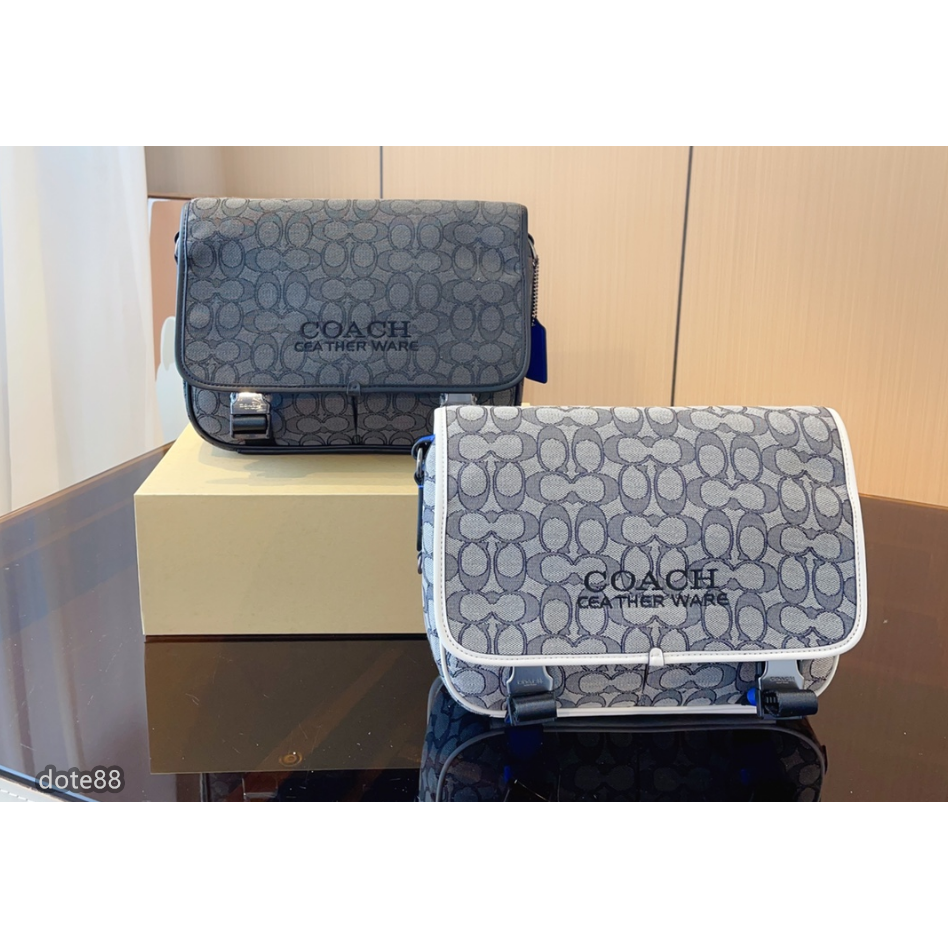 【coach】蔻馳男士郵差包單肩包手機包斜挎包Track牛皮翻蓋卡扣配色青春大容量實用生日禮物出門必備百搭有型簡約時尚-細節圖3