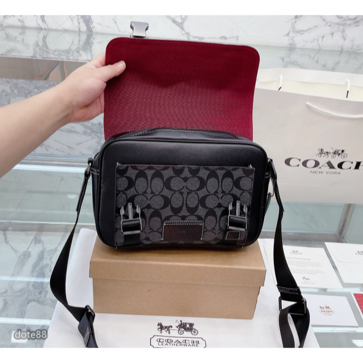 【coach】蔻馳男士女士單肩包郵差包斜挎包手機包經典印花大容量輕便實用出門必備送男友女友禮物百搭有型簡約時尚潮流休閒-細節圖8