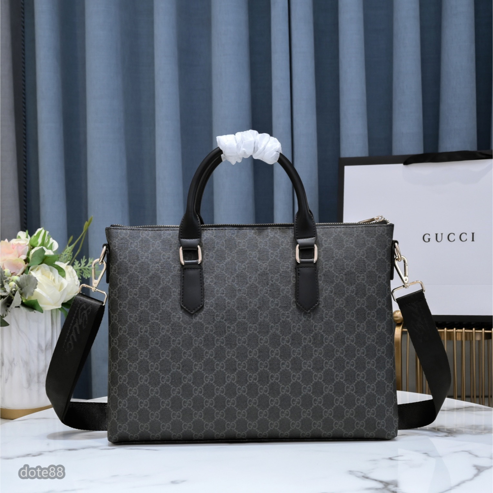 【Gucci】古馳男士公事包手提包斜挎包真皮經典印花可調節肩帶多隔層耐磨送領導老公禮物多功能簡便出門出差必備高端大氣-細節圖2