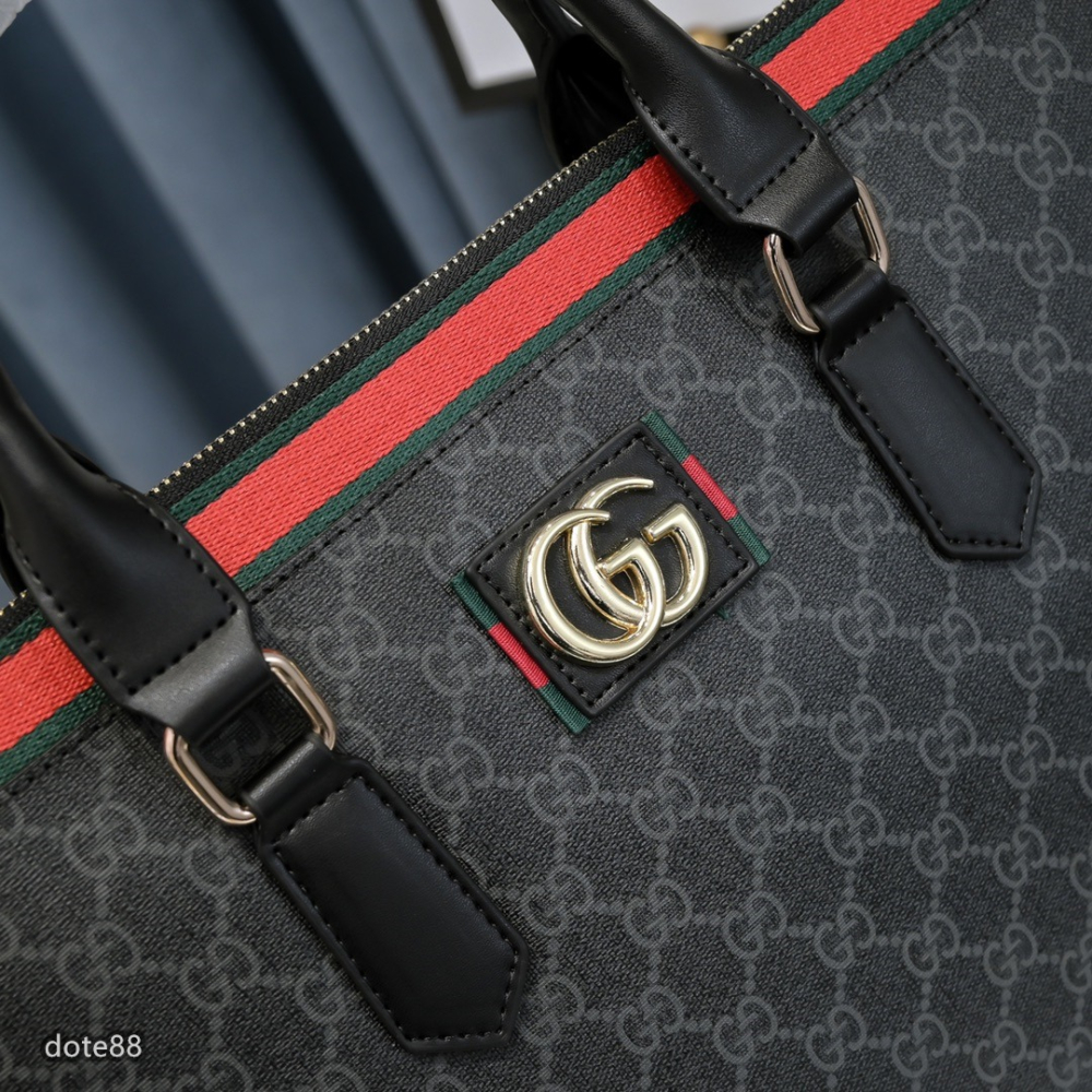 【Gucci】古馳男士公事包手提包斜挎包真皮經典印花可調節肩帶多隔層耐磨送領導老公禮物多功能簡便出門出差必備高端大氣-細節圖5