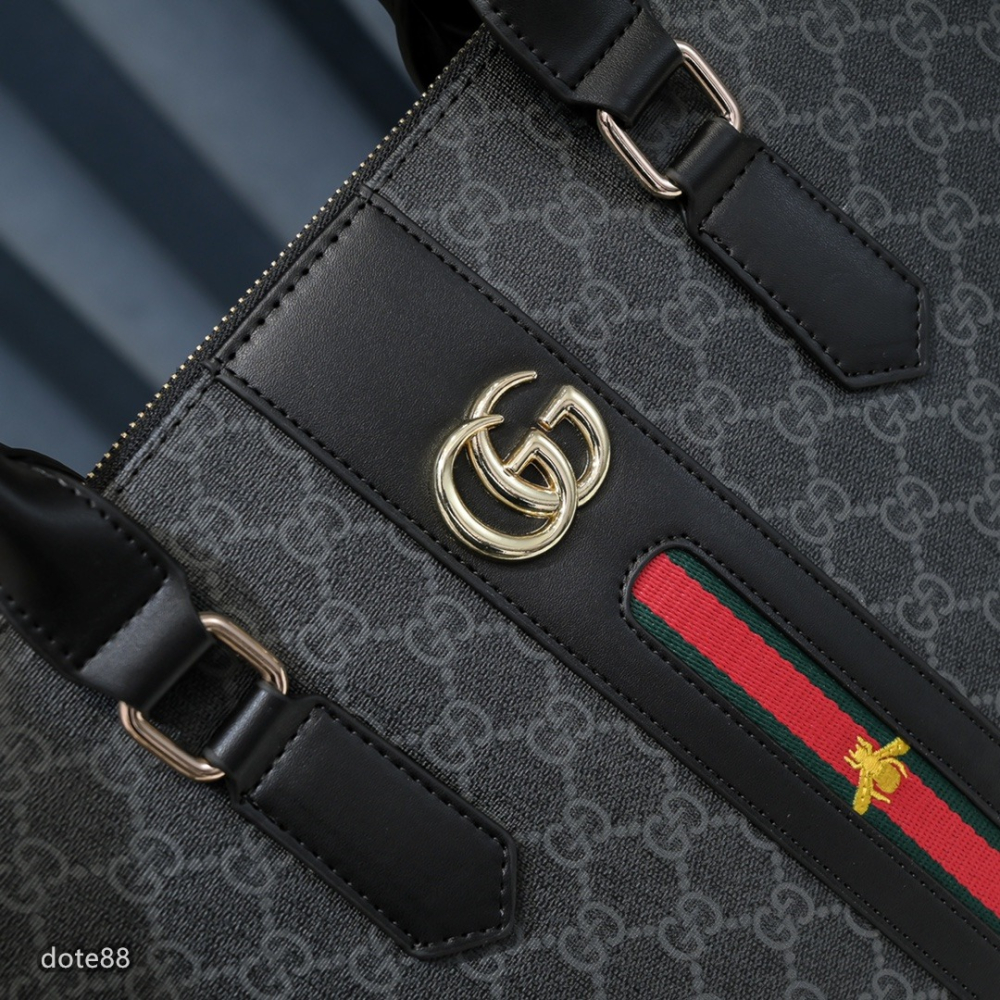 【Gucci】古馳男士公事包手提包斜挎包真皮經典印花可調節肩帶多隔層耐磨送領導老公禮物多功能簡便出門出差必備高端大氣-細節圖4