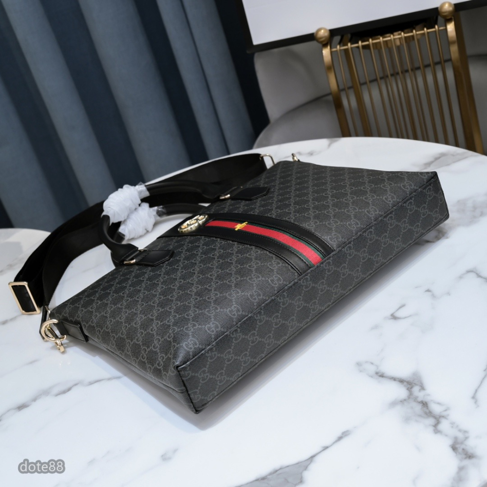 【Gucci】古馳男士公事包手提包斜挎包真皮經典印花可調節肩帶多隔層耐磨送領導老公禮物多功能簡便出門出差必備高端大氣-細節圖5