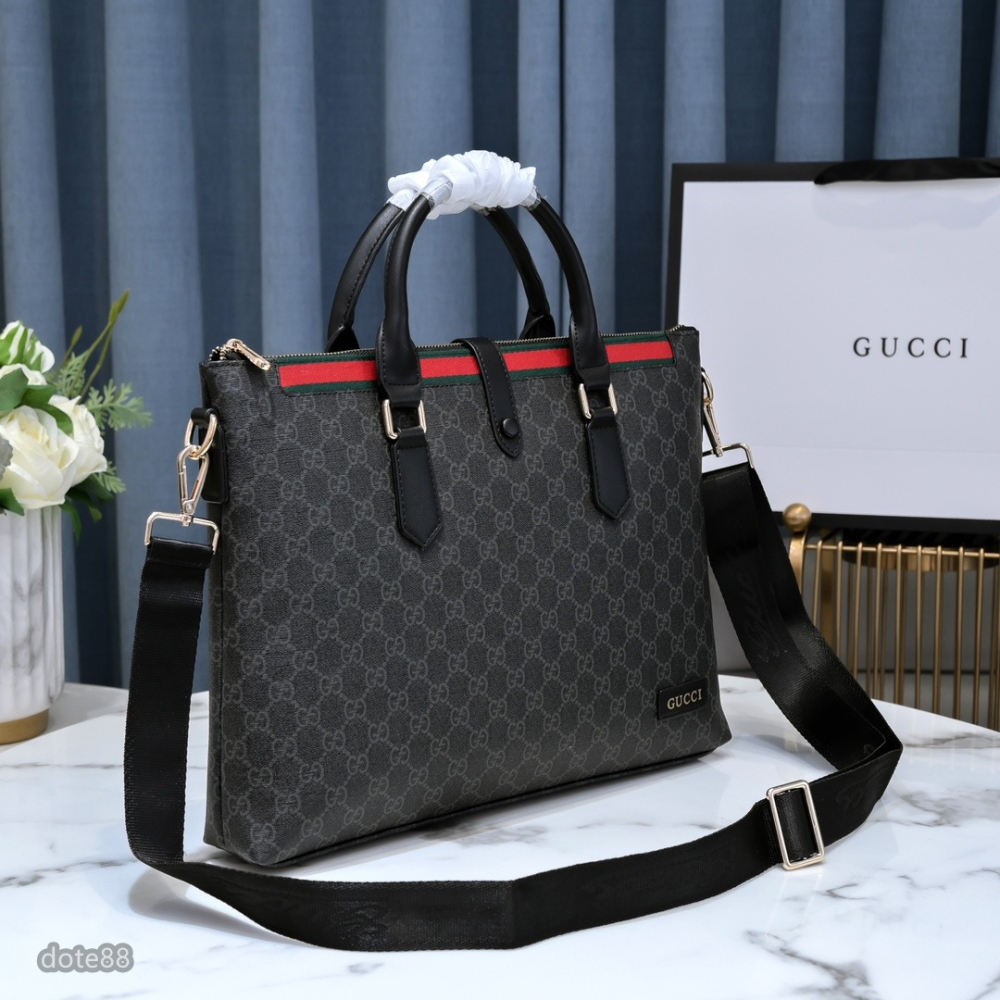 【Gucci】古馳男士公事包手提包斜挎包真皮經典印花可調節肩帶多隔層耐磨送領導老公禮物多功能簡便出門出差必備高端大氣-細節圖3