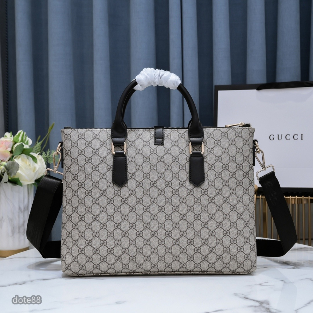 【Gucci】古馳男士公事包手提包斜挎包真皮經典印花可調節肩帶多隔層耐磨送領導老公禮物多功能簡便出門出差必備高端大氣-細節圖2