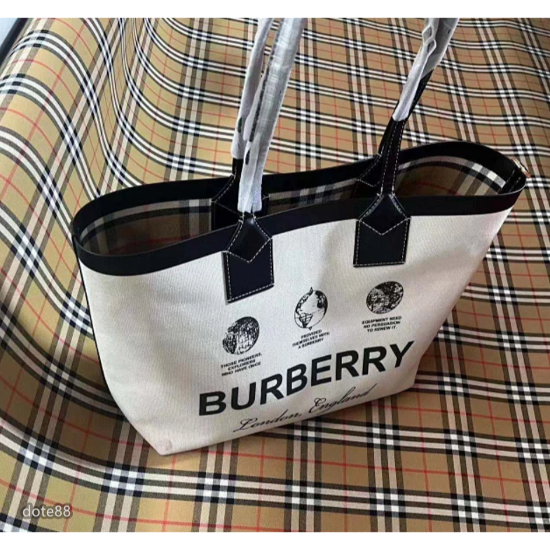 【Burberry】巴寶莉男女情侶同款托特包休閒運動逛街宴會晚宴交換禮物生日禮物出門必備百搭簡約時尚行素色內襯經典格紋-細節圖2