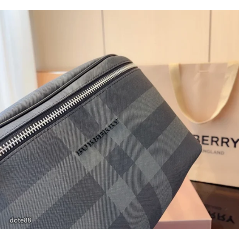 【Burberry】巴寶莉2023新款Sonny腰包炭灰色格紋胸包腰包手機包休閒男士斜挎包休閒運動逛街生日情人節禮物-細節圖3