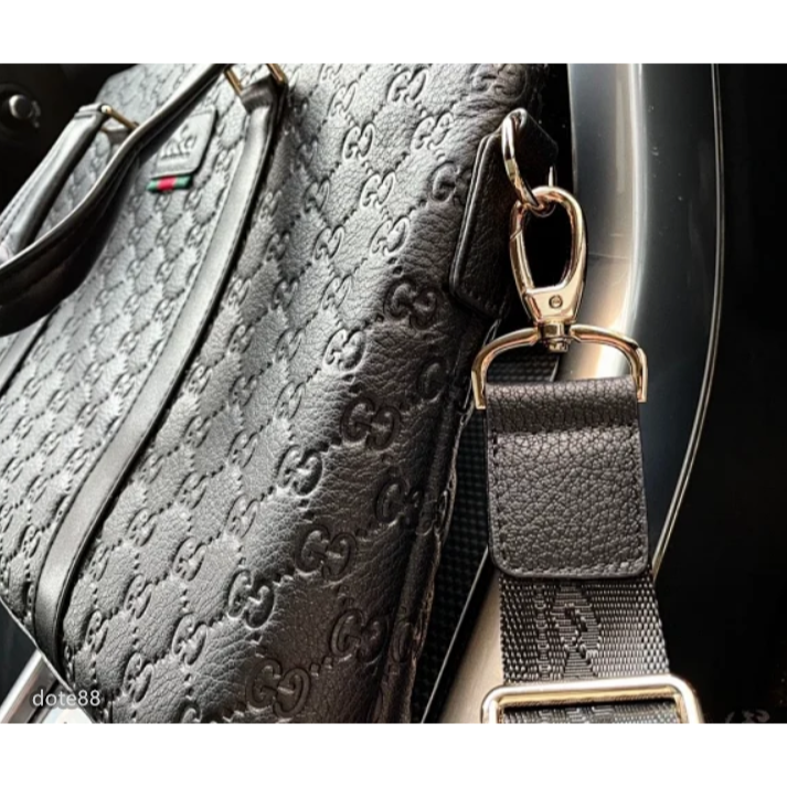 【GUCCI】古馳2023新款GG壓紋牛皮男士公文包大容量商務休閒手提電腦包單肩斜挎包父親節情人節生日禮物上班出差必備-細節圖6
